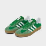 Green Adidas Gazelle, retro sneakers, classic shoes, low-top sneakers, three-stripe branding