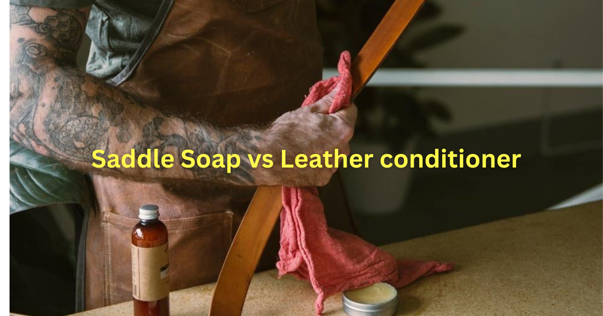 Man cleaning leather belt with saddle soap and conditioner, illustrating Saddle Soap vs Leather Conditioner comparison